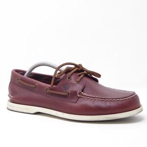 Sperry Top-Sider Mens 10.5M Plushwave Burgundy Red Brown Leather Boat Shoes